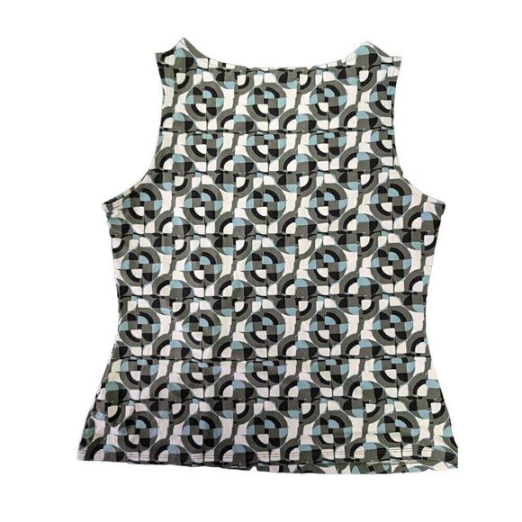 Tahari Geometric Print Sleeveless Blouse Women's L - Picture 2 of 5